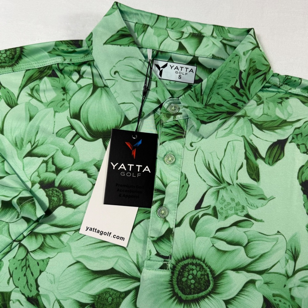 Yatta‎ Golf Polo Shirt Mens Small Green Floral Tropical Performance NWT